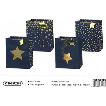 Dárková taška Dárková taška tmavě modrá s hvězdami, vysoká kvalita