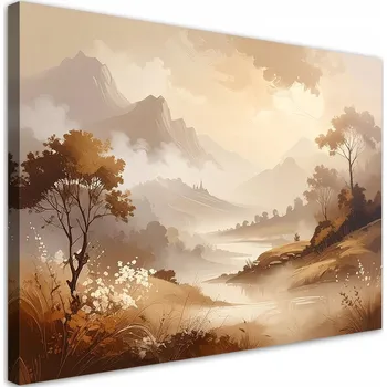 Obraz Obraz do obýváku ložnice, Pastelová Krajina Hor a Stromů 45x30