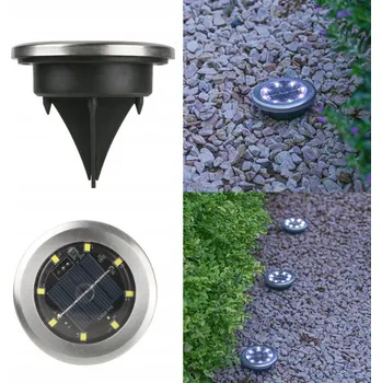 Venkovní osvětlení Solární Zahradní Lampa Kulaté 8 LED Studené Bílé Světlo Sada x8