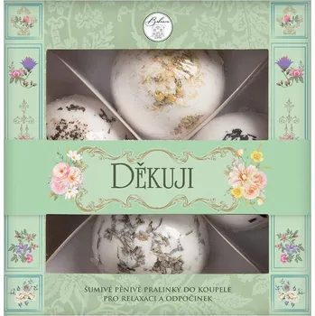 Kosmetická sada Kosmetický balíček pralinky do koupele - Děkuji - 4x šumivá bomba do vany 55 g