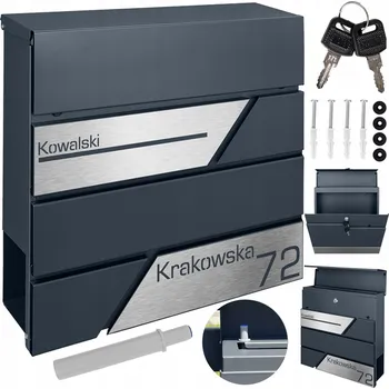 Poštovní schránka Šedá poštovní schránka M-TEC Poštovní schránka a držákem na noviny