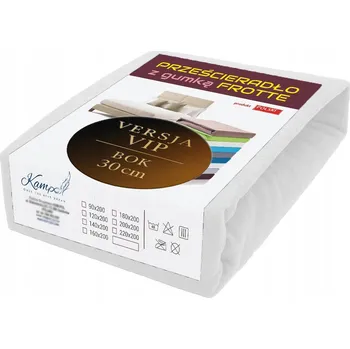 Prostěradlo FROTÉ PROSTĚRADLO S GUMIČKOU VIP 70X90 BOK 30 CM POLSKÉ BÍLÉ BAVLNA