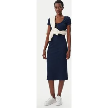Dámské šaty Tommy Hilfiger Každodenní šaty Henley WW0WW43864 Tmavomodrá Slim Fit XS