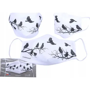 rouška OCHRANNÁ ROUŠKA NA OBLIČEJ PTAKI CARMANI OPAKOVANĚ POUŽITELNÁ LÁTKOVÁ DÁREK