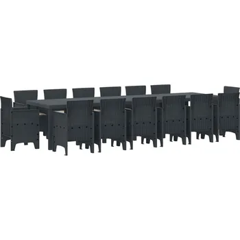 Zahradní jídelní souprava 15 pcs Antracit Ratan Polt Antracitová3378633