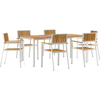 Zahradní stůl Zahradní jídelní sada 7 pcs Hnědá Masivní akátové dřevo Hnědá3334794