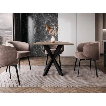 Jídelní stůl Designový jídelní stůl 90x90 MUKILTEO - dub wotan / černý