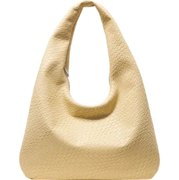 Kabelka Dámská vintage taška 36 x 2 x 23 cm Umělá tkaná kůže a polyester Retro vzhled Plochá elegantní taška na rameno žlutá