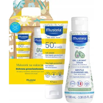 Opalování MUSTELA sada miminko na dovolenou gel na mytí 100 ml mléko SPF 50 40 ml