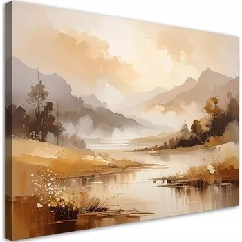 Obraz Obraz do obýváku ložnice, Pastelová krajina hor a stromů 30x20