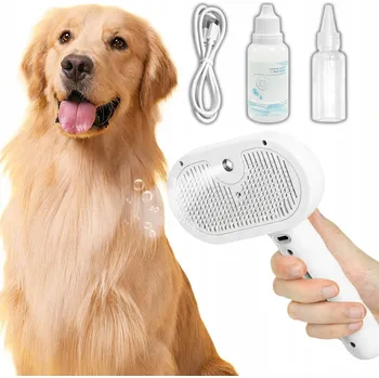 PARNÍ KARTÁČ PRO PSA KOČKU ELEKTRICKÝ PRO PÉČI O SRST + OLEJÍČEK