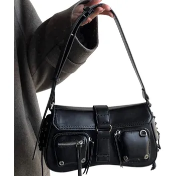 Kabelka Dámská goth kabelka 28 x 7 x 15 cm Umělá kůže a polyester Temný alternativní design Stylová kabelka na rameno