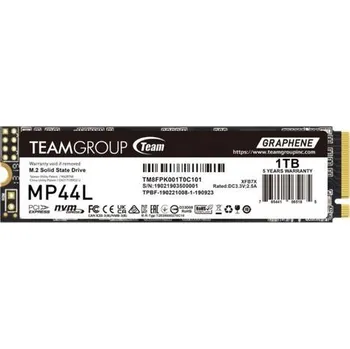 SSD disk TEAMGROUP MP44L SSD NVMe M.2 1TB PCIe 4.0 Gen4x4 2280 (čtení max. 5000MB/s, zápis max. 4500MB/s) TM8FPK001T0C101
