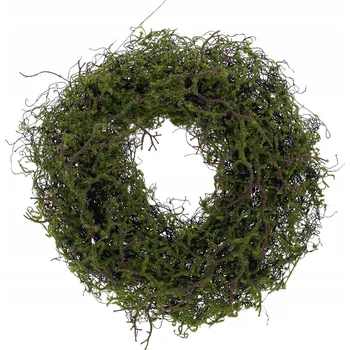 Věnec Zelený mechový věnec dekorativní na dveře hřbitovní vánoční 40 cm
