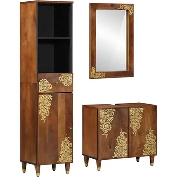 Koupelnový nábytek Sada koupelnových skříněk se zásuvkou 3 pcs Medová hnědá Hnědá3310148