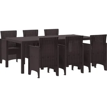 Zahradní jídelní souprava 7 pcs Hnědá Polypropylen Hnědá3378717