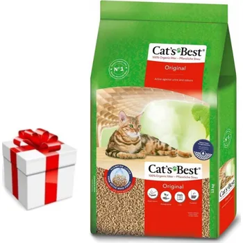 Podestýlka pro kočku JRS Cats Best Eko Plus - hrudkující dřevěné stelivo 30l / 13kg + Překvapení pro kočku