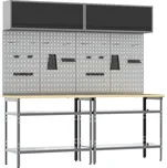 Sada pracovního stolu 8 pcs Černá a šedá Práškově lakovaná ocel Šedá3321504