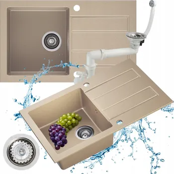 Granitový dřez Jednokomorový granitový dřez Moderno Porto béžový