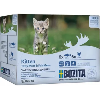 Krmivo pro kočku Bozita Kitten Multibox kapsičky pro koťata kuře a losos 12 x 85g