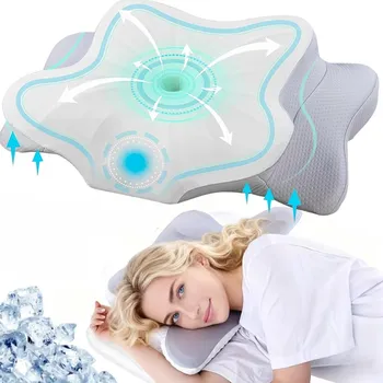 Polštář ORTOPEDICKÝ POLŠTÁŘ ERGONOMICKÝ Z PAMĚŤOVÉ PĚNY PROTI BOLESTI KRKU A RAMEN