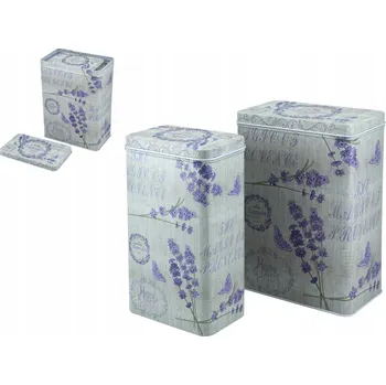 SADA 2 KOVOVÝCH DÓZ NÁDOB NA ČAJ KÁVU DEKORATIVNÍ KUCHYŇSKÉ