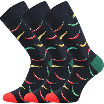 Pánské ponožky Veselé pánské ponožky Lonka Depate Sólo motiv papričky - 3 páry Velikost: 47-50 (32-34)