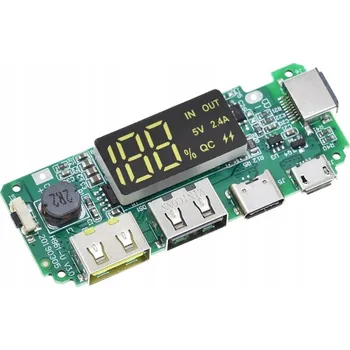 Modul displeje powerbanky BMS QC 2,4A USB-C Lightning