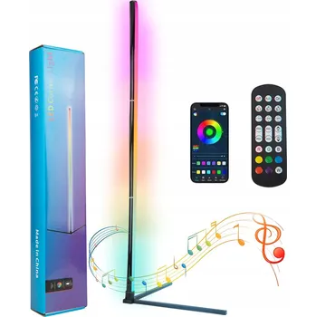 Stojací lampa ROHOVÁ STOJACÍ LAMPA 90 LED 155cm S RGB, OVLÁDÁNÍ PŘES APLIKACI A DÁLKOVÝ OVLADAČ, HUDEBNÍ FUNKCE