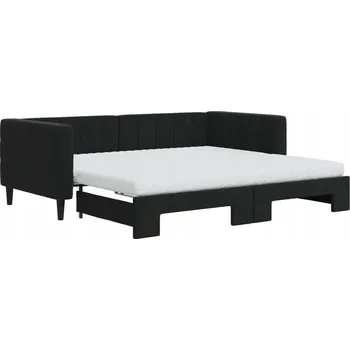 Pohovka Rozkládací pohovka s funkcí spaní, černá, 213 x 100 x 68 cm