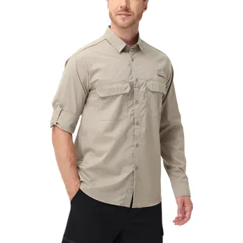 Pánská košile Pánská košile dlouhý rukáv Polyester Jednobarevné provedení Zapínání na knoflíky s límečkem a kapsičkami pro každodenní nošení hnědá M