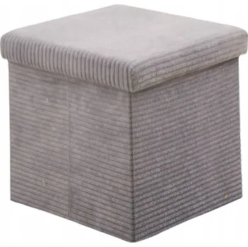 Taburet Smukee Skládací puf s úložným prostorem 38x38x38 cm, světle šedý s proužky