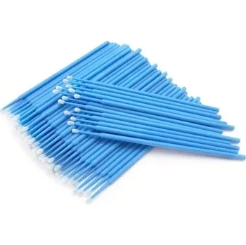100 ks štětců na malování 10 cm Plastové retušovací pero na lak Jemné aplikační tyčinky pro opravy detailů a drobnou retuš modrá