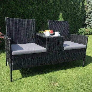 Zahradní lavice Ratanová zahradní lavice Catini FESTA - Černá / Šedá