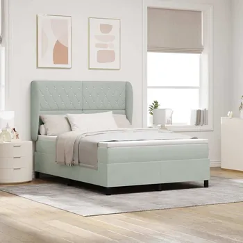 Postel Postel s boxspringem s čelo Světle šedá 200 x 160 cm Polyester Světle šedá 3340880