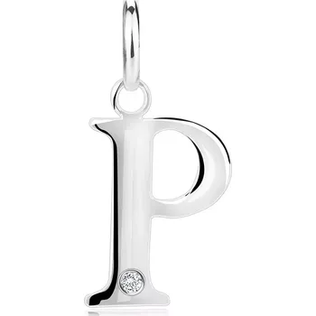 Přívěsek Diamantový přívěsek ze stříbra 925 - velké písmeno P, kulatý briliant