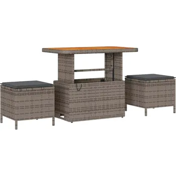 Zahradní pohovka Sada zahradních pohovek s polštářem 9 pcs Šedá polyratan IM_3362028