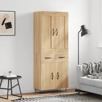 přebalovací pult a komoda Skříň highboard dub sonoma 69,5 x 34 x 180 cm kompozitní dřevo Hnědá3199908