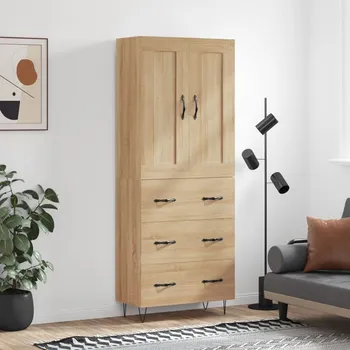 přebalovací pult a komoda Skříň highboard dub sonoma 69,5 x 34 x 180 cm kompozitní dřevo Hnědá3199780