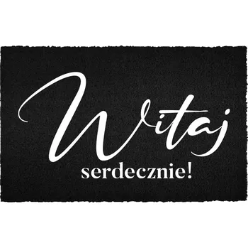 Rohožka KOKOSOVÁ VSTUPNÍ ROHOŽKA 40X60 CM - ČERNÁ S POTISKEM - STYLOVÁ DEKORACE DO DOMU