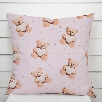 Povlak na polštářek Dětský bavlněný povlak na polštář Sandra SA-723 Medvídci se srdíčky na fialkovém 50 x 50 cm
