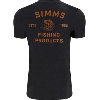 Rybářské oblečení Simms Tričko Stacked Bass T-Shirt Charcoal Heather Velikost: XL