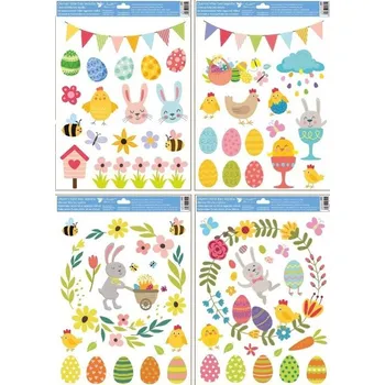 Okenní dekorace Velikonoční okenní fólie s glitry - Velikonoce - 30 x 42 cm - 6898