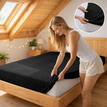 Prostěradlo Prostěradlo froté černá 48 - 180 x 200 cm dvoulůžko