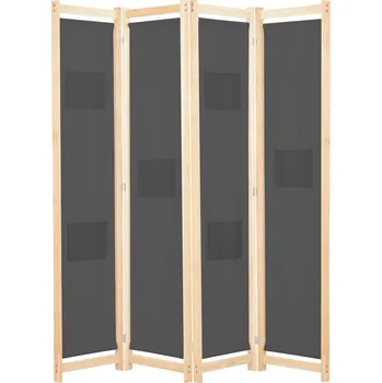 Paraván vidaXL 4dílný paraván 160 x 170 x 4 cm textil [248176] Barva: Šedá