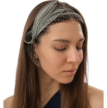 Brož Dámský fascinátor Seeberger se závojem - zeleno-šedý Velikost: Unisize (S-XL)