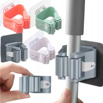 Věšák VĚŠÁK SAMOLEPICÍ DRŽÁK NA KARTÁČ MOPU NA HŮL BEZ VRTÁNÍ DO STĚNY