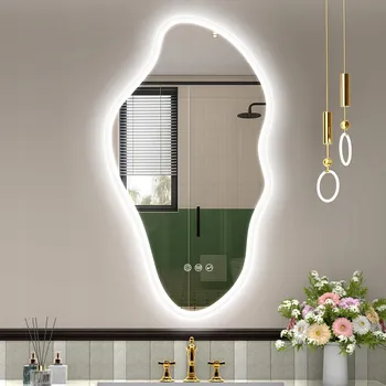 Zrcadlo ZRCADLO DO KOUPELNY S LED PODSVÍCENÍM ASYMETRICKÉ FOG S BLUETOOTH 90x50 cm