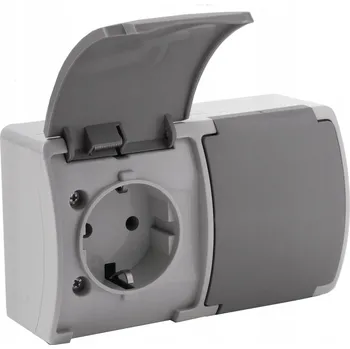 Elektrická zásuvka Elektrická Zásuvka hermetická Viplast šedá