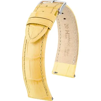 Řemínek na hodinky Kožený řemínek Hirsch Duke 01028172-2, žlutý, teletina, Quick Release - 16 mm
